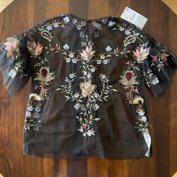 Zara Floral Embroidered Sheer Top - Picture 3 of 3